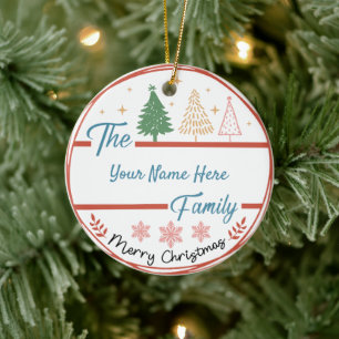 Your Name Trees Snowflakes Christmas Ornament