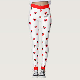 (Your Name) Trinidad Flag Hearts on (Your Colour) Leggings