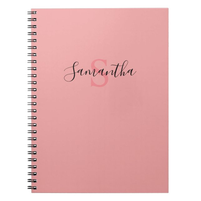 Your Name Typography Monogram - Pink Notebook (Front)