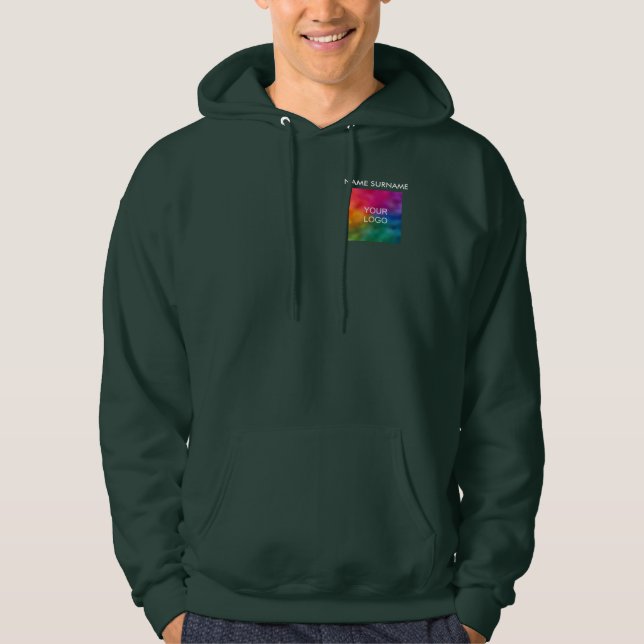 Your Name Upload Business Logo or Photo to Mens Hoodie (Front)