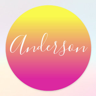 Your Name   White Script on Yellow/Pink Gradient