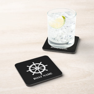 Your Name with Ships Wheel Helm Coaster