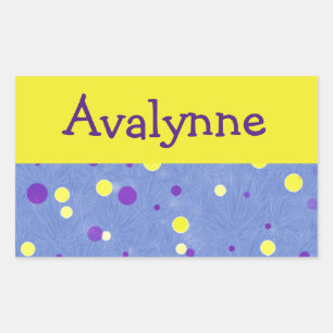 Your Name with Yellow and Purple Dots Sticker