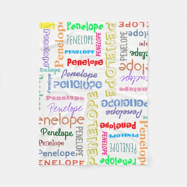 Your Name Word Cloud Fun Fonts Typography Fleece Blanket (Front)