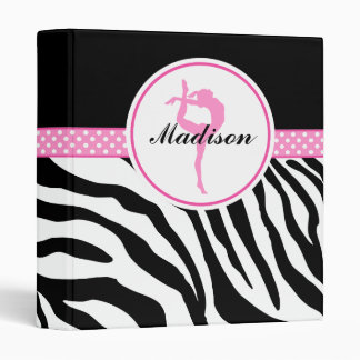 Your Name Zebra Print Gymnastics with Pink Details Binder