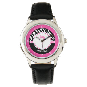 Your Name Zebra Print Gymnastics with Pink Details Watch