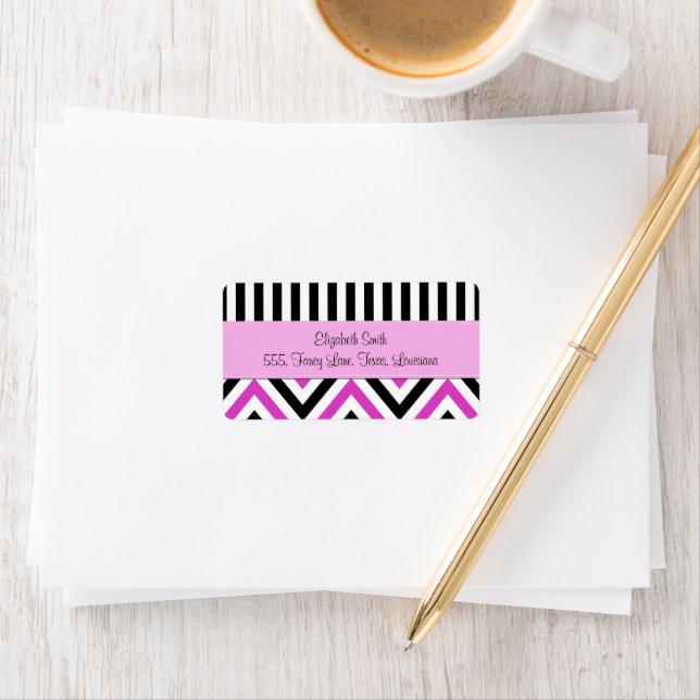 Your Name - Zigzag Pattern, Chevron - Black Pink Label (Insitu)