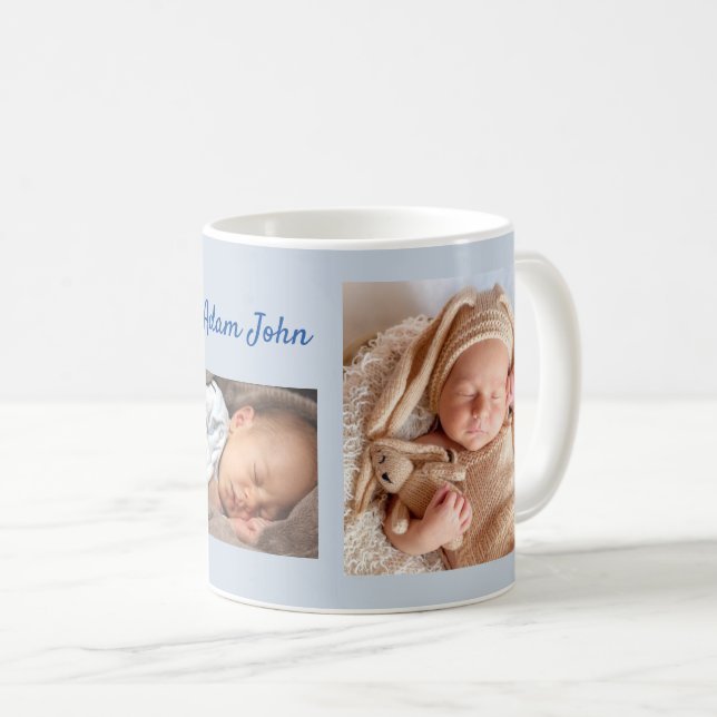 Your New Baby Boy Photos Personalized Custom Text Coffee Mug (Front Right)