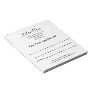 Your Next Appointment Beauty Salon Black and White Notepad