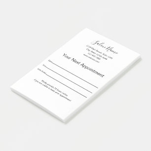 Your Next Appointment Beauty Salon Black and White Post-it Notes