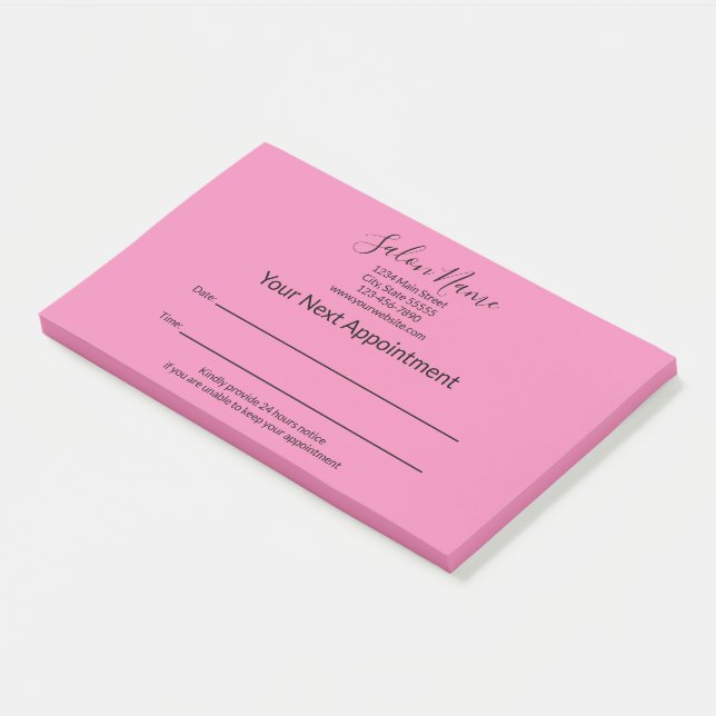 Your Next Appointment Beauty Salon Pink and Black Post-it Notes (Angled)