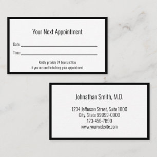Your Next Appointment Black White Doctor Office Card