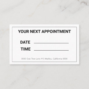 Your next Appointment Card