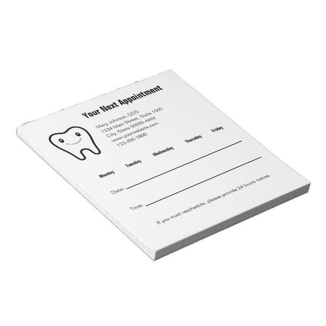 Your Next Appointment Dentist's Office Reminder Notepad (Angled)