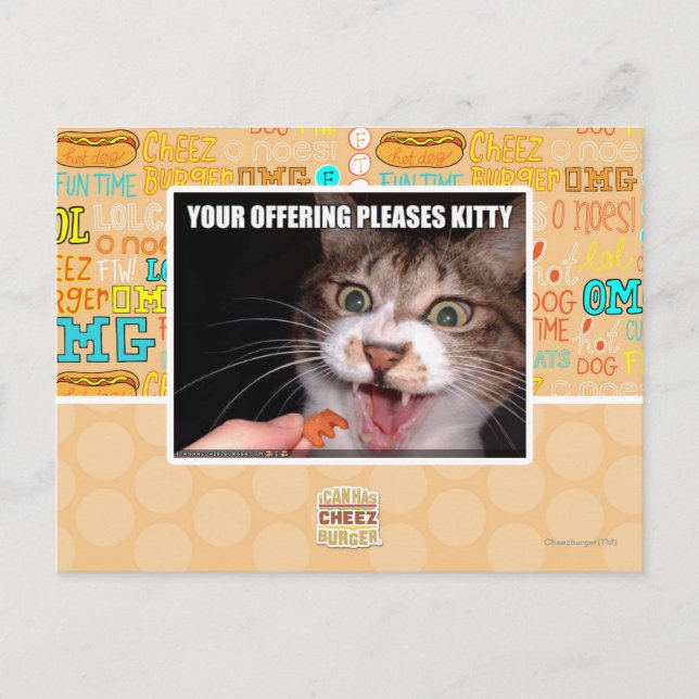 Your Offering Pleases Kitty Postcard (Front)