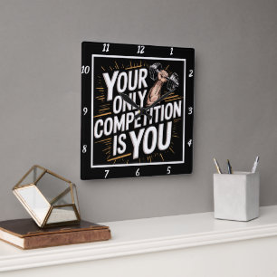 Your Only Competition Is You Square Wall Clock