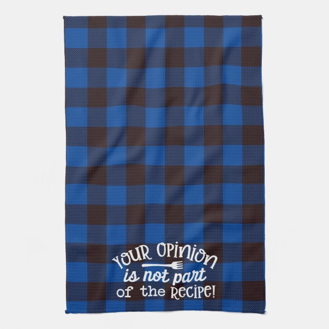Your Opinion Recipe Blue & Black Flannel Kitchen Towel (Vertical)