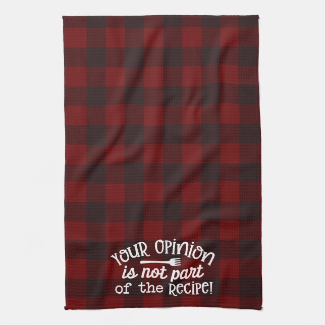 Your Opinion Recipe Red & Black Flannel Kitchen Towel (Vertical)
