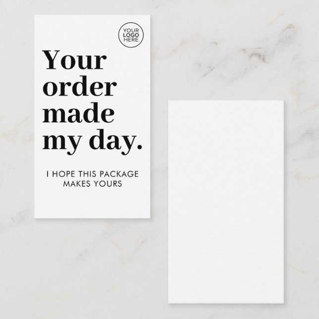 Your Order Made My Day | Cute Business Thank You Card (Front/Back)