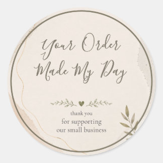 Your Order Made My Day Minimalist Small Business Classic Round Sticker