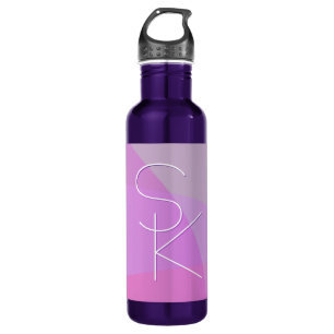 Your Overlapping Initials   Modern Pink Geometric 710 Ml Water Bottle