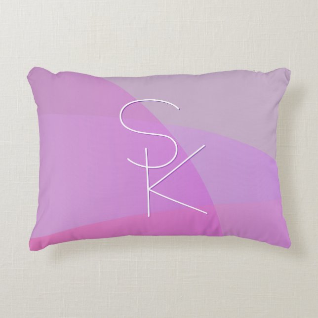 Your Overlapping Initials | Modern Pink Geometric Accent Pillow (Front)