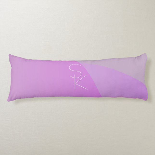 Your Overlapping Initials | Modern Pink Geometric Body Pillow (Front)