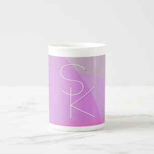 Your Overlapping Initials   Modern Pink Geometric Bone China Mug