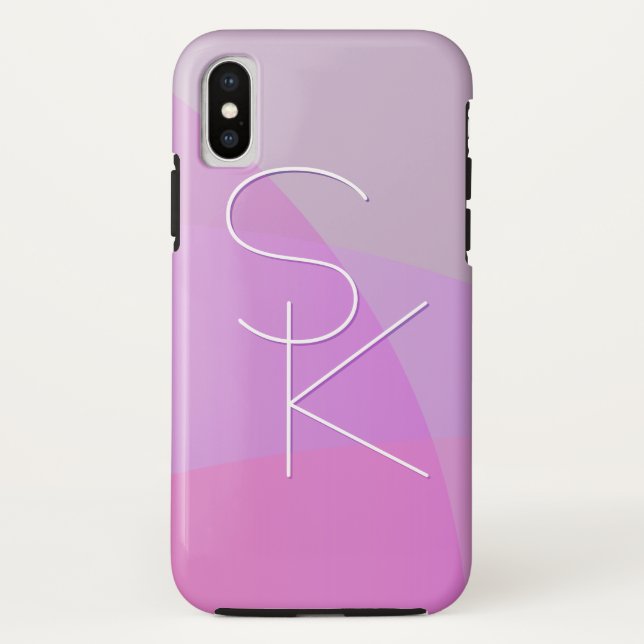 Your Overlapping Initials | Modern Pink Geometric Case-Mate iPhone Case (Back)
