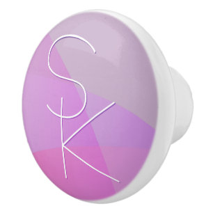 Your Overlapping Initials Modern Pink Geometric Ceramic Knob