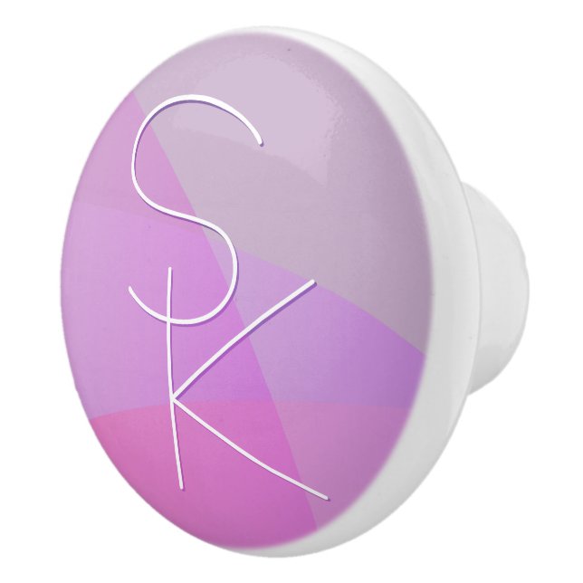 Your Overlapping Initials | Modern Pink Geometric Ceramic Knob (Right)