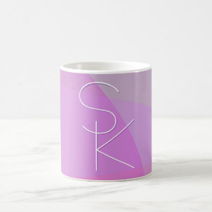 Your Overlapping Initials   Modern Pink Geometric Coffee Mug