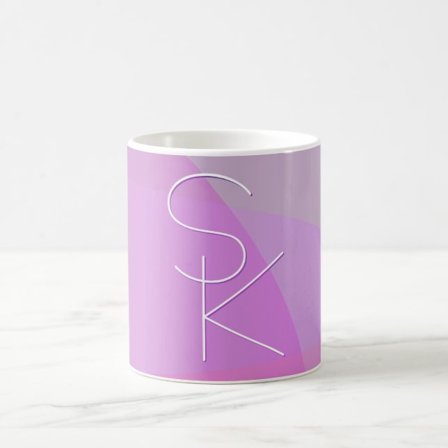 Your Overlapping Initials | Modern Pink Geometric Coffee Mug (Center)
