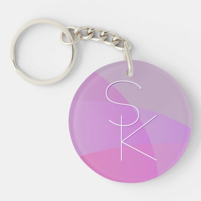 Your Overlapping Initials | Modern Pink Geometric Keychain (Front)