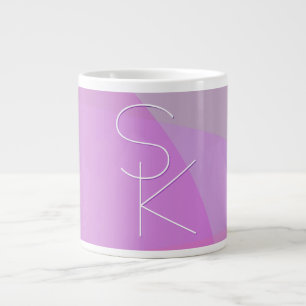 Your Overlapping Initials   Modern Pink Geometric Large Coffee Mug