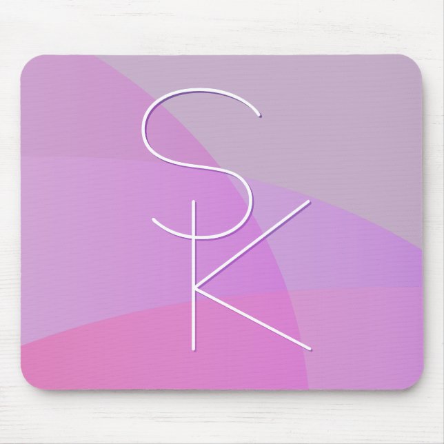 Your Overlapping Initials | Modern Pink Geometric Mouse Pad (Front)