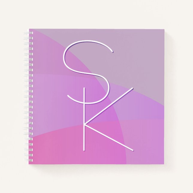 Your Overlapping Initials | Modern Pink Geometric Notebook (Front)