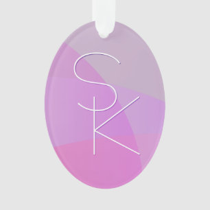 Your Overlapping Initials Modern Pink Geometric Ornament