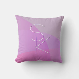 Your Overlapping Initials   Modern Pink Geometric Throw Pillow