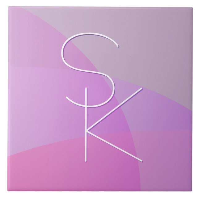 Your Overlapping Initials | Modern Pink Geometric Tile (Front)