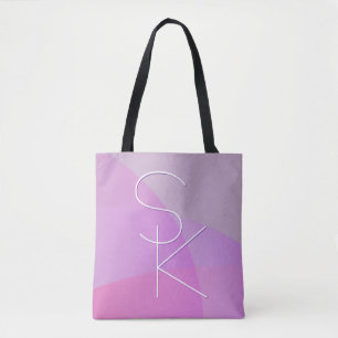 Your Overlapping Initials   Modern Pink Geometric Tote Bag