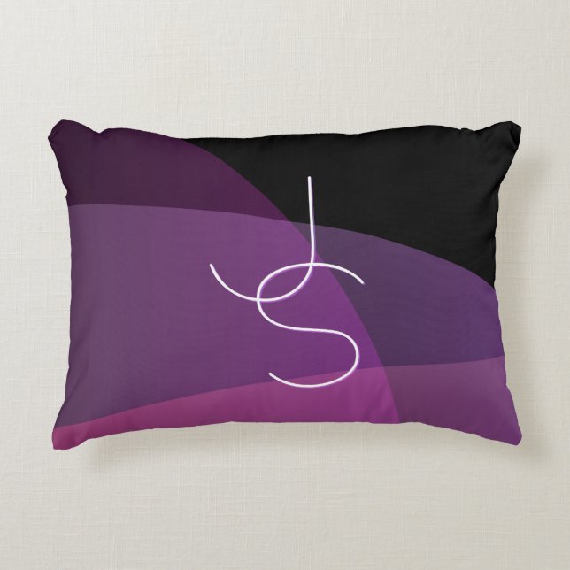 Your Overlapping Initials | Modern Purple & Pink Accent Pillow (Front)