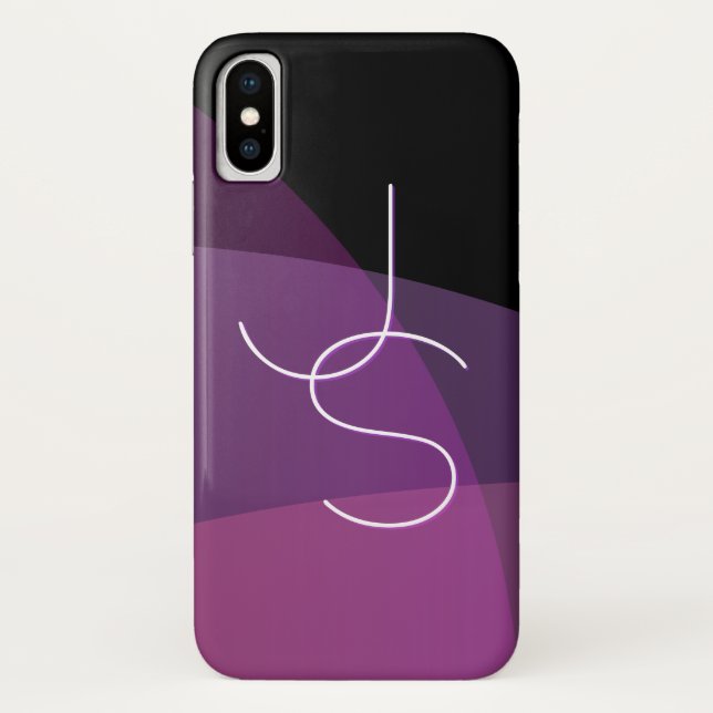 Your Overlapping Initials | Modern Purple & Pink Case-Mate iPhone Case (Back)