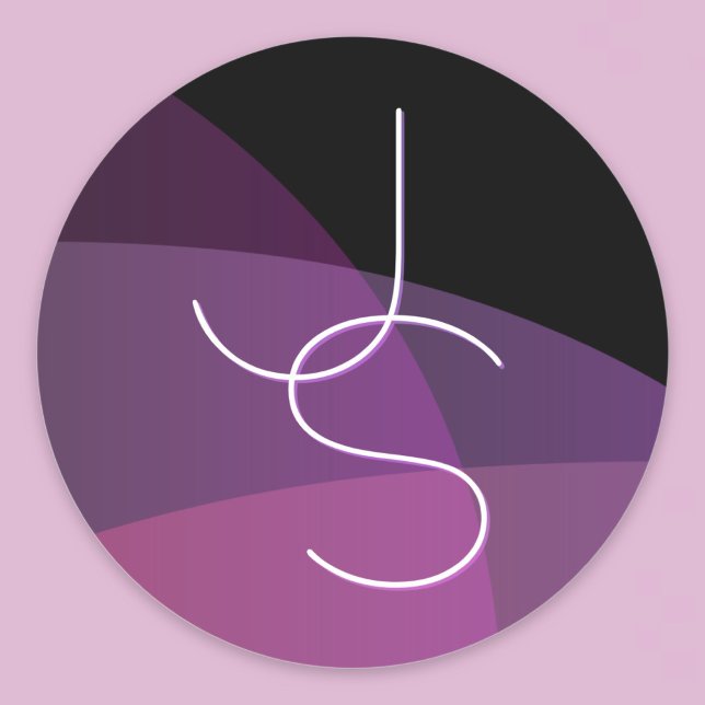 Your Overlapping Initials | Modern Purple & Pink Classic Round Sticker (Creator Uploaded)