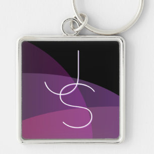 Your Overlapping Initials Modern Purple & Pink Keychain