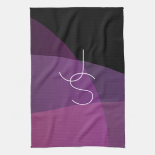 Your Overlapping Initials   Modern Purple & Pink Kitchen Towel