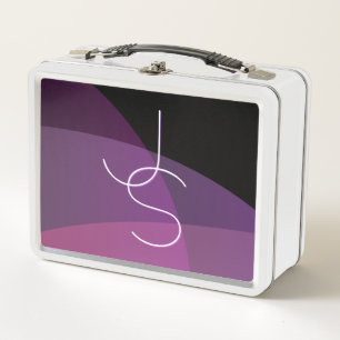 Your Overlapping Initials Modern Purple & Pink Metal Lunch Box