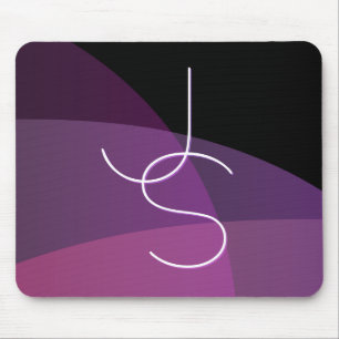 Your Overlapping Initials   Modern Purple & Pink Mouse Pad