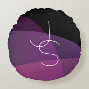 Your Overlapping Initials   Modern Purple & Pink Round Pillow