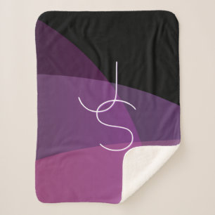 Your Overlapping Initials Modern Purple & Pink Sherpa Blanket